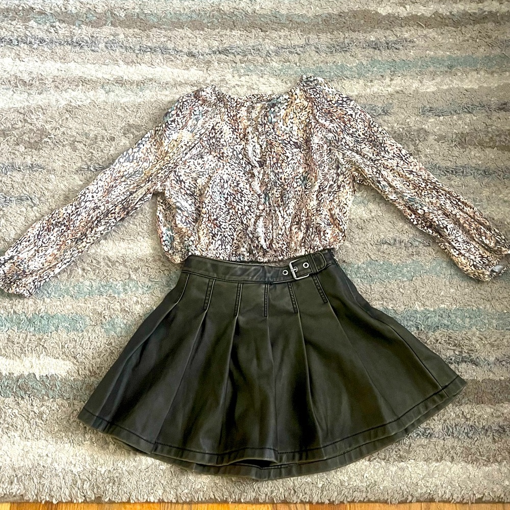 Zara leather skirt outfit set